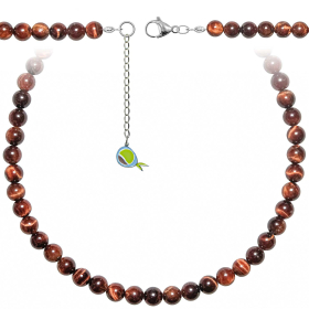 Collier en oeil de boeuf ou taureau - Perles rondes 8 mm - 90 cm