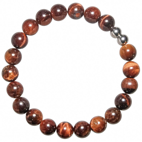 Bracelet en oeil de boeuf ou taureau - Perles rondes 8 mm