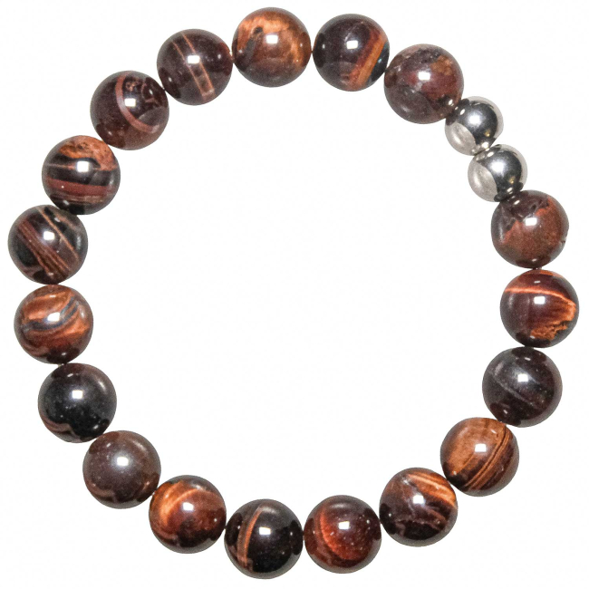 Bracelet en oeil de boeuf ou taureau - Perles rondes 10 mm