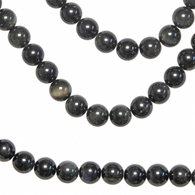 Collier en obsidienne oeil céleste - Perles rondes 8 mm - 60 cm