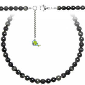 Collier en obsidienne oeil céleste - Perles rondes 8 mm - 60 cm