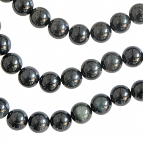 Collier en obsidienne oeil céleste - Perles rondes 10 mm - 43 cm