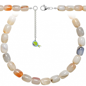 Collier en calcédoine - Grosses perles roulées 1.5 cm - 38 cm