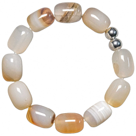 Bracelet en calcédoine - Grosses perles roulées 1.5 cm