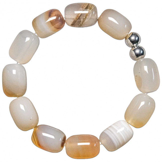 Bracelet en calcédoine - Grosses perles roulées 1.5 cm