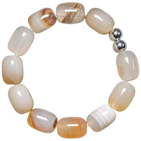 Bracelet en calcédoine - Grosses perles roulées 1.5 cm