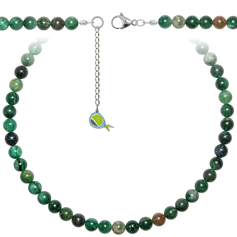 Collier en fuchsite verte - Perles rondes 8 mm - 50 cm