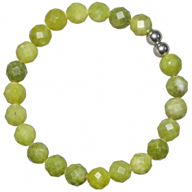 Bracelet en jade néphrite - Perles rondes facettées 8 mm
