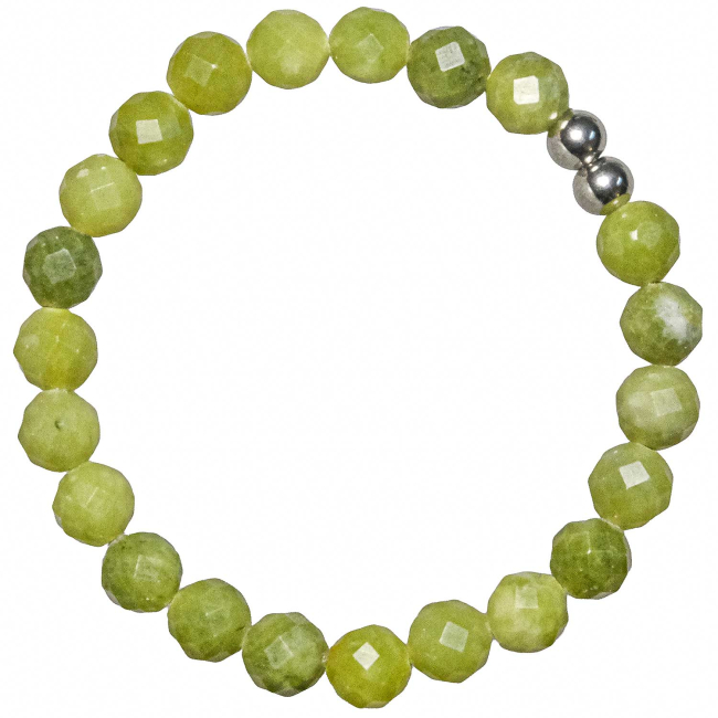 Bracelet en jade néphrite - Perles rondes facettées 8 mm