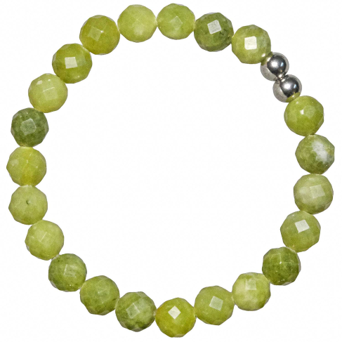 Bracelet en jade néphrite - Perles rondes facettées 8 mm