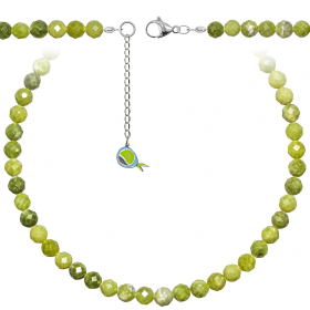 Collier en jade néphrite - Perles rondes facettées 8 mm - 43 cm