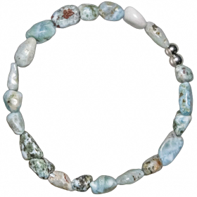 Bracelet en larimar - Perles roulées 5 à 8 mm