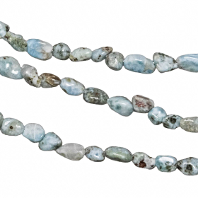 Collier en larimar - Perles roulées 5 à 8 mm - 43 cm