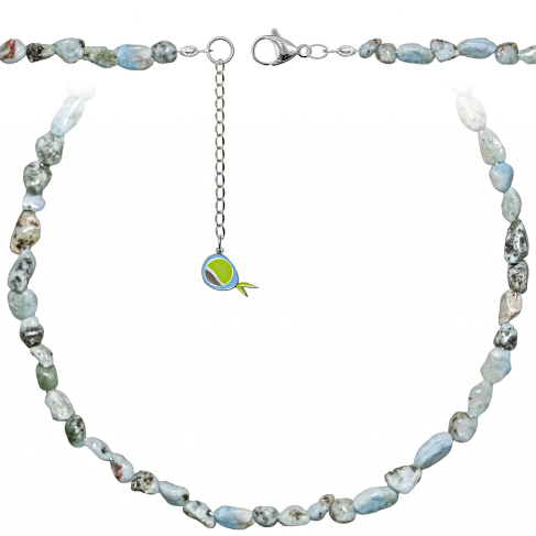 Collier en larimar - Perles roulées 5 à 8 mm - 43 cm