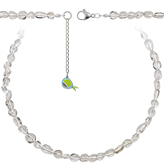 Collier en cristal de roche - Perles roulées 7 à 10 mm - 43 cm