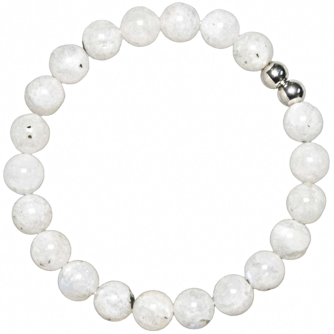 Bracelet en pierre de lune blanche - Perles rondes 8 mm