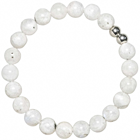 Bracelet en pierre de lune blanche - Perles rondes 8 mm