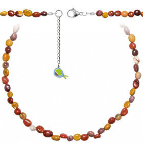 Collier en jaspe mokaite - Perles roulées 5 à 8 mm - 55 cm