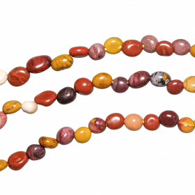 Collier en jaspe mokaite - Perles roulées 5 à 8 mm - 70 cm