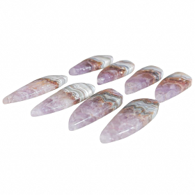 Cabochon larme en agate dentelle et améthyste - A l'unité