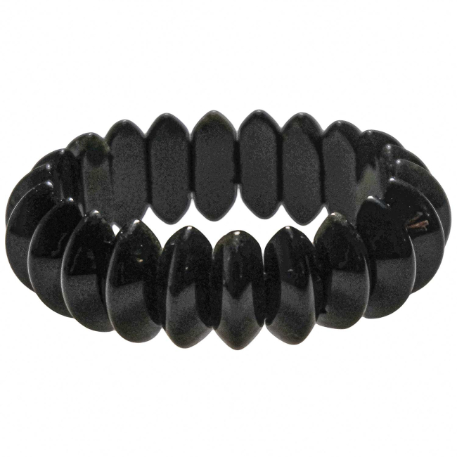 Bracelet de perles bicône arrondies en obsidienne noire
