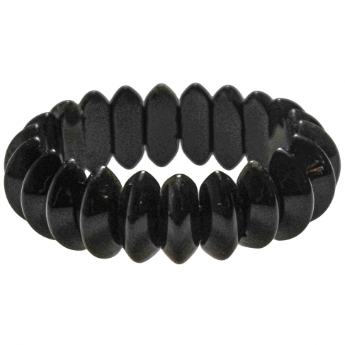 Bracelet de perles bicône arrondies en obsidienne noire