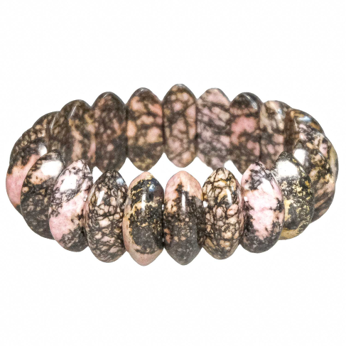 Bracelet de perles bicône arrondies en rhodonite