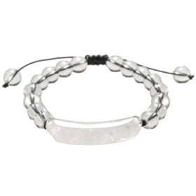 Bracelet tressé perles rondes en cristal de roche