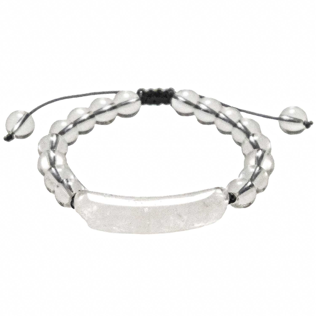 Bracelet tressé perles rondes en cristal de roche