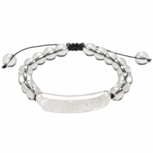 Bracelet tressé perles rondes en cristal de roche