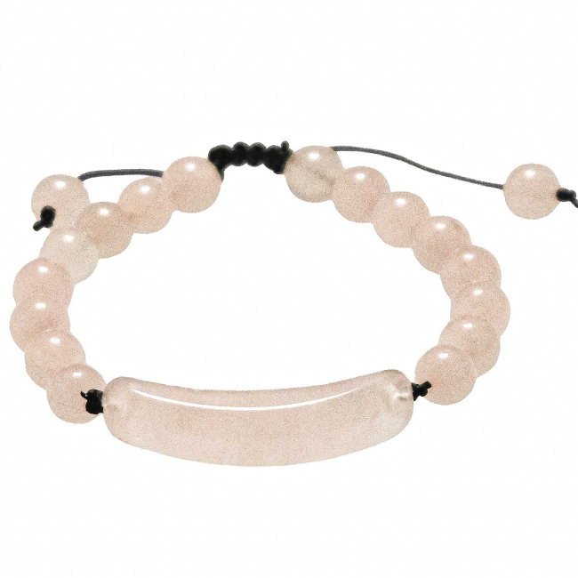 Bracelet tressé perles rondes en quartz rose