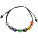 Bracelet tressé chakras avec perles cubiques en pierre