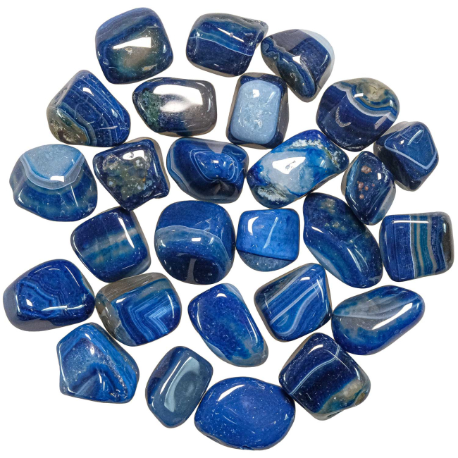 Pierres roulées agate bleue teintée - 2 à 3 cm - Lot de 2