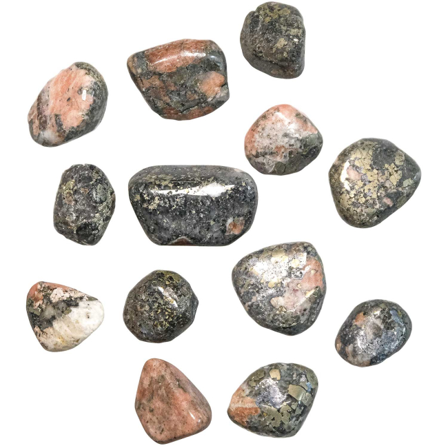 Pierres roulées triplite wagnérite pyrite- 2 à 3 cm - Lot de 3