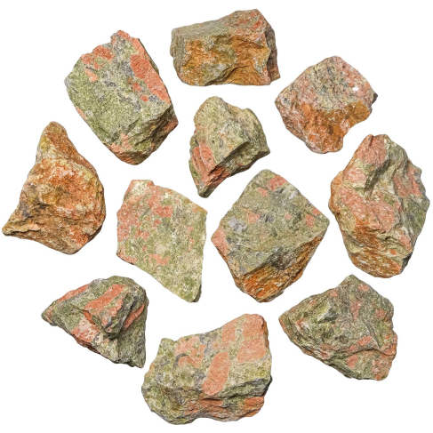 Pierres brutes unakite - 4 à 6 cm - Lot de 3