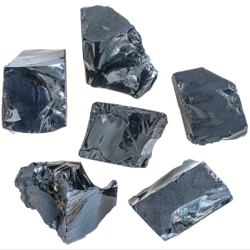Pierres brutes obsidienne noire - 5 à 8 cm - Lot de 2