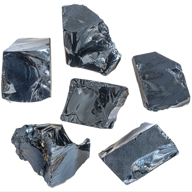 Pierres brutes obsidienne noire - 5 à 8 cm - Lot de 2
