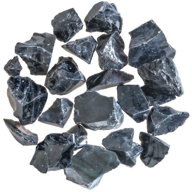 Pierres brutes obsidienne noire - 2 à 4 cm - 200 grammes
