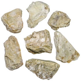 Pierres brutes kunzite verte - 6 à 9 cm - Lot de 2