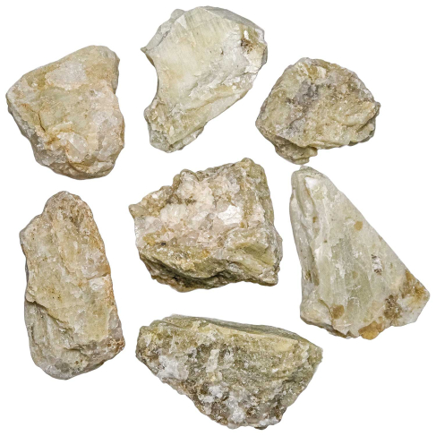 Pierres brutes kunzite verte - 6 à 9 cm - Lot de 2