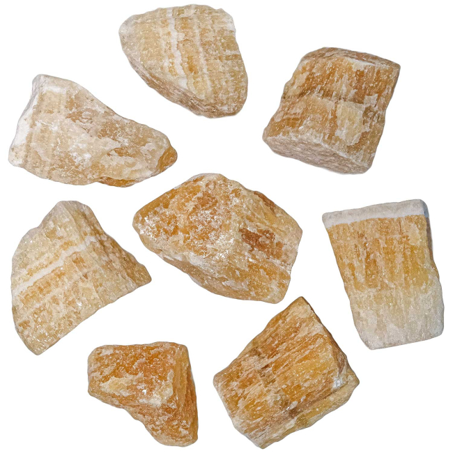 Pierres brutes aragonite jaune - 4 à 6 cm - Lot de 3