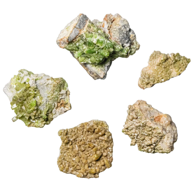 Pierres brutes cristaux de pyromorphyte - Lot de 5