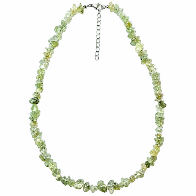 Collier de pierre en préhnite épidote - perles baroques