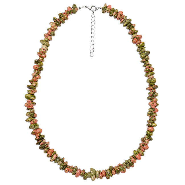 Collier de pierre en unakite - perles baroques