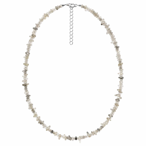 Collier de pierre en cristal de roche rutile - perles baroques