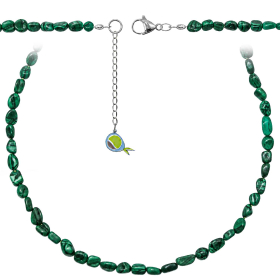 Collier en malachite - Perles roulées 7 à 10 mm - 38 cm