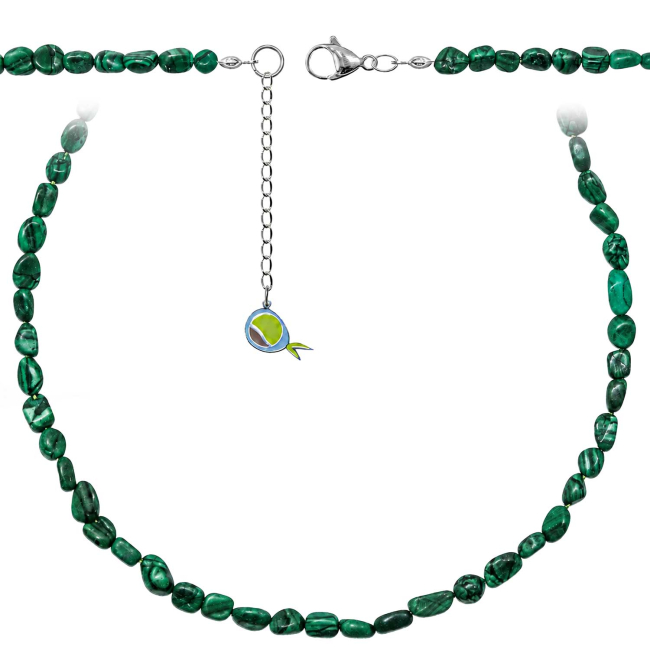 Collier en malachite - Perles roulées 7 à 10 mm - 50 cm
