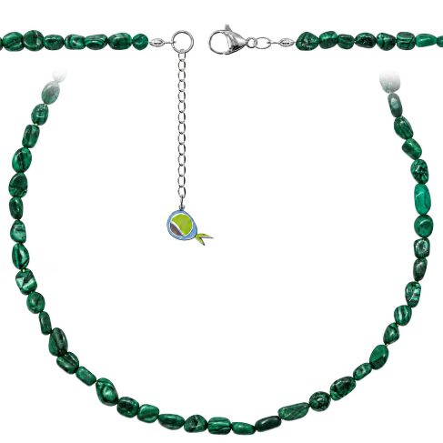 Collier en malachite - Perles roulées 7 à 10 mm - 50 cm