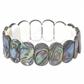 Bracelet extensible avec ronds de nacre abalone paua