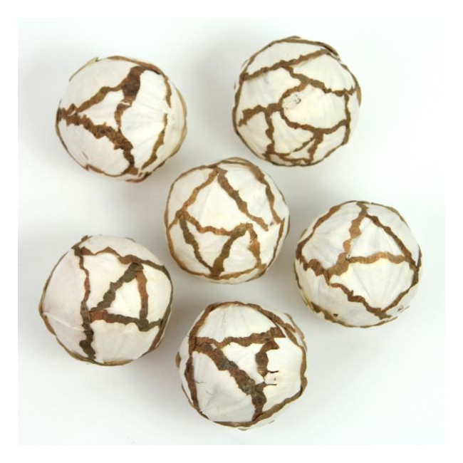 Boules déco en bois de sola - 6 cm - Lot de 6